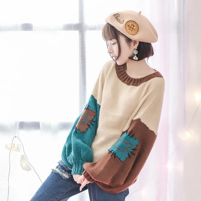 Дизайн Mori Girl осенние пуловеры с рукавами в форме фонаря свитшоты осенние и зимние студенческие консервативный стиль свободные свитшоты