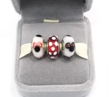Frete grátis 3 pçs prata mickey minnie murano contas de vidro caber pandora pulseira encantos original europeu diy autêntico jóias