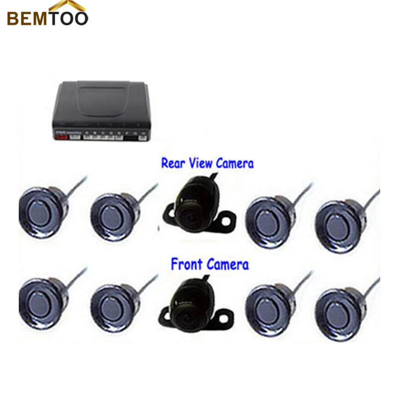 BEMTOO Автомобилей СВЕТОДИОДНЫЙ Дисплей Обратный Резервный Радиолокатор Monitor System 8 Датчик Парковки с Камерой Вид Спереди и вид Сзади Камеры