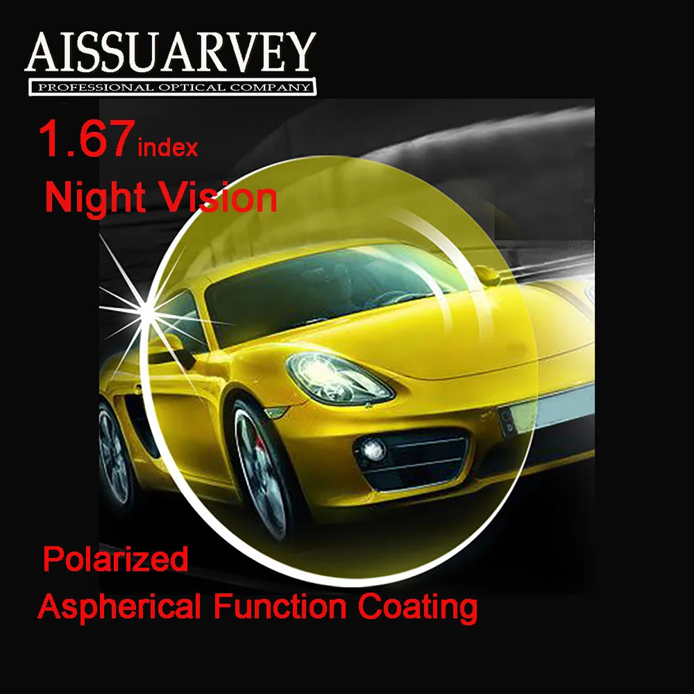 1.67 Index Polarized Sunglasses Prescription Lenses Night Vision Yellow