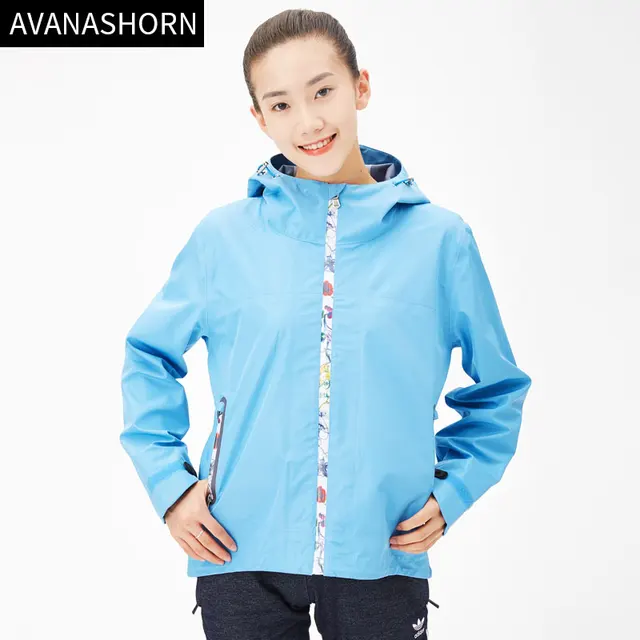 AVANASHORN Women Exercise Jacket Waterproof Training Poncho Thin Breathable Outdooor Sports Coat Rainproof Zipper Red and Blue