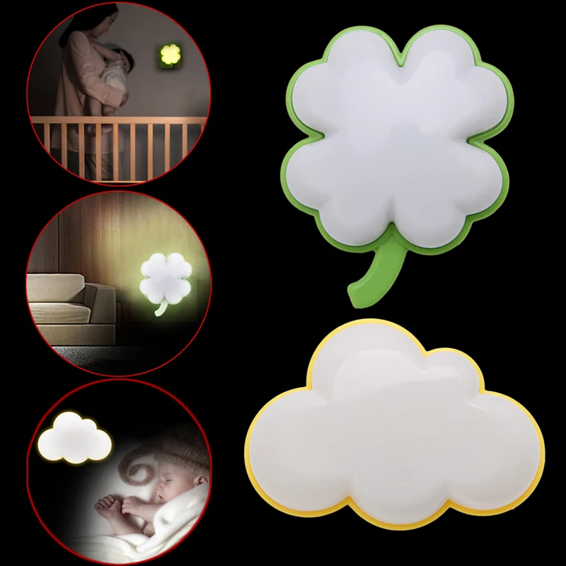 

YAM US Plug Cloud Clover Intelligent Control Sensor LED Light Lamp Kids Room Decor Auto Light Control
