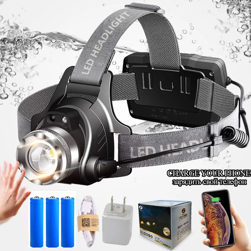 Vente SHENYU capteur infrarouge LED phare Rechargeable Zoomable Rotation lumière tête torche Cree XML T6 L2 phare randonnée Camping