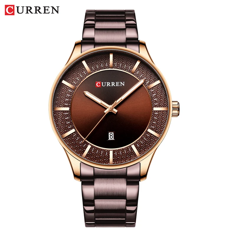 Curren Relojes Hombre Топ бренд класса люкс Бизнес водонепроницаемые часы для мужчин Дата кварцевые часы для мужчин s часы Relogio Masculino - Цвет: coffee watch