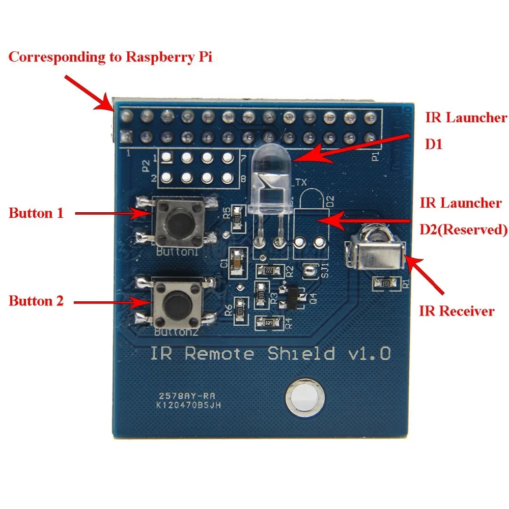 Raspberry Pi 38 кГц ИК инфракрасный контроль Плата расширения приемопередатчик приемник передатчик Щит DIY двойной ИК-излучатель