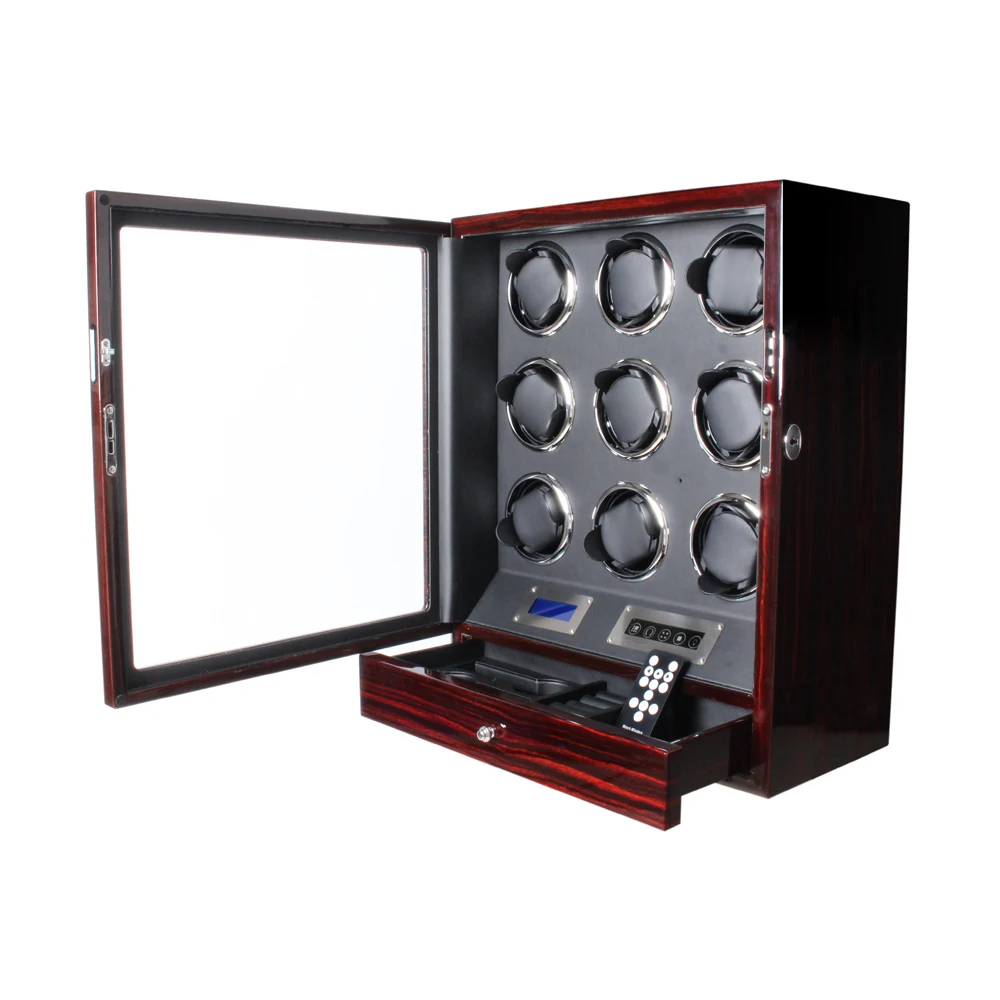 

HIGH END 9 Watches Automatic Watch Winder Box Ultra-quiet With LED light Wooden Watch Storage Box For Self-Winding Watches