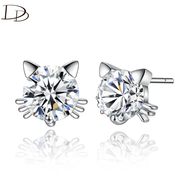 DODO Cute Cat Fairy AAA Zircon Stud Earrings For Young Women Copper Silver Color Fashion Jewellery boucle d'oreille femme E143 |