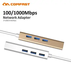 Comfast USB 3,0 Gigabit Ethernet адаптер 3-Порты и разъёмы USB 3,0 хаб шины w/10/100/1000 RJ45 Gigabit Ethernet LAN Порты и разъёмы конвертер центр