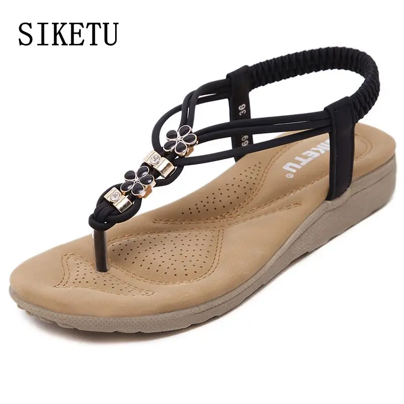 comprar SIKETU 2017 Verão nova moda Das Mulheres Sandálias diamante casuais fundo macio sandálias confortáveis sandálias flat tamanho grande de praia Feminino