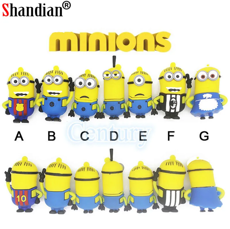 

SHANDIAN Hot sale minons style usb flash drives despicable me 2 memory stick pendrives 4GB~64GB lovely usb stick mini pen drive