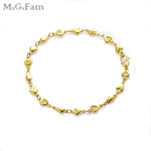 MGFam(21 см* 5 мм) 24 k цвет чистого золота браслеты с сердечками для леди Прекрасный стиль без свинца и никеля
