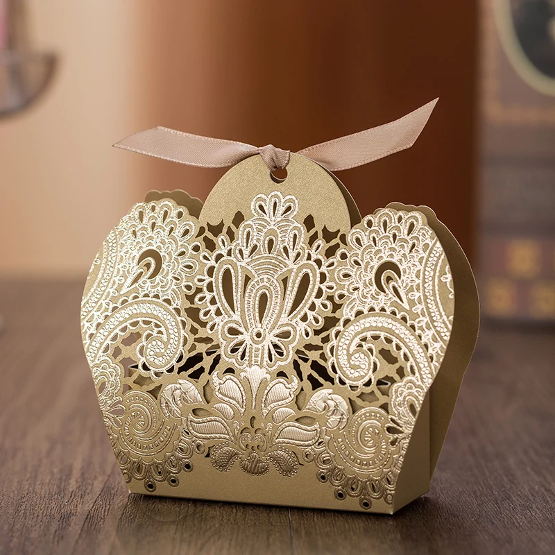

Free Shipping 50 X Hollow Red/Gold Crown Wedding Candy Box Gift Box Wedding Party Deco Supply