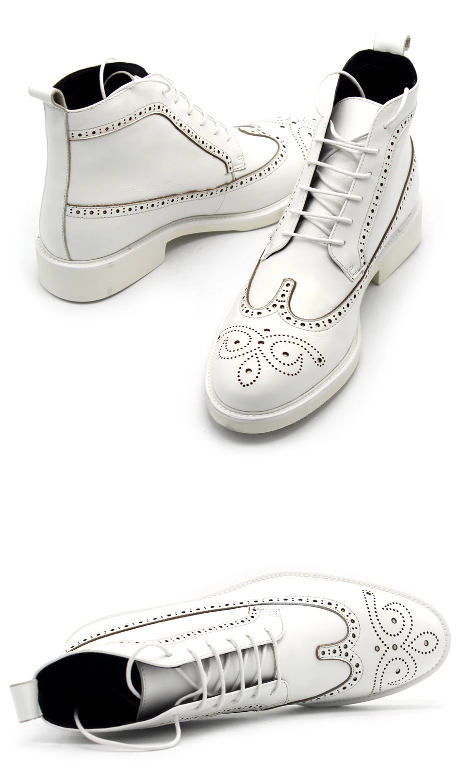 Классические белые короткие ботинки на шнуровке с перфорацией «bullock» Мужская обувь высококачественные повседневные ботинки ручной работы из натуральной кожи