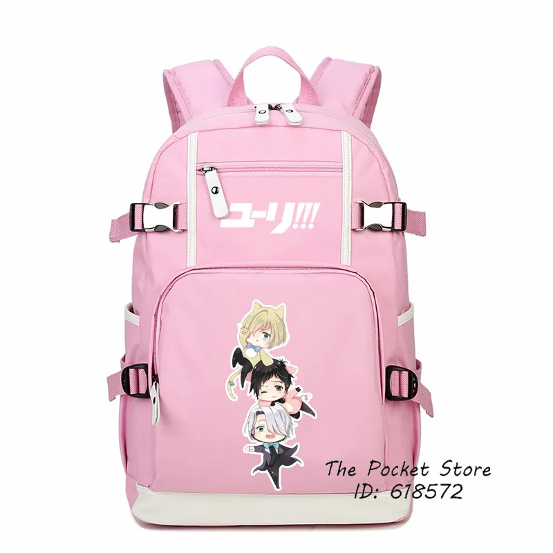

Top Quality Anime YURI on ICE Yuri Katsuki Victor Nikiforov Travel Backpack Cosplay School Bags for Girls Women Shoulder Bags