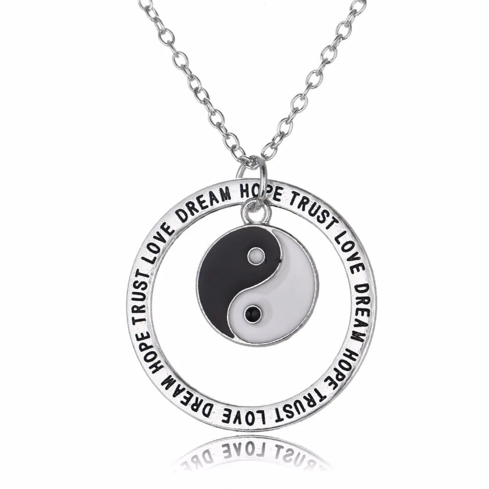 24 шт./лот винтажное ожерелье с подвеской Tai Chi Yin Yang очаровательные украшения Love Hope