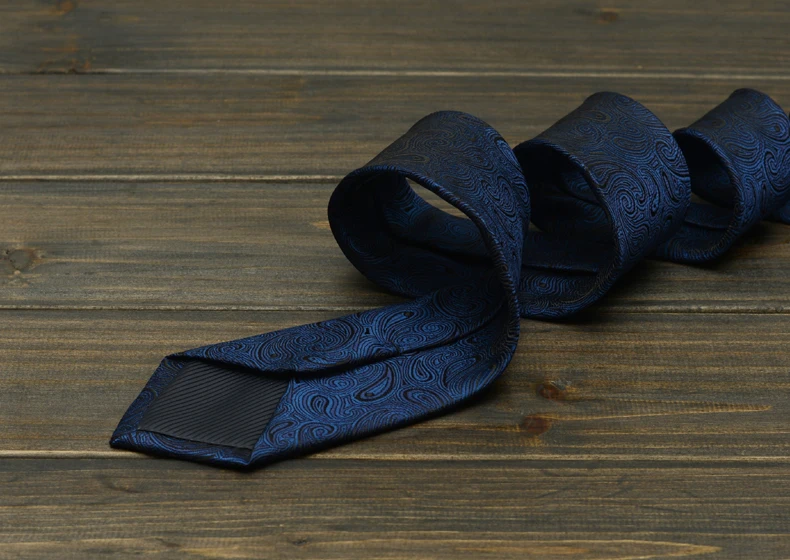 Высокое качество Новый Темно-синие Пейсли Галстуки для Для мужчин 7 см дизайнер модного бренда галстук профессия интервью костюм Для