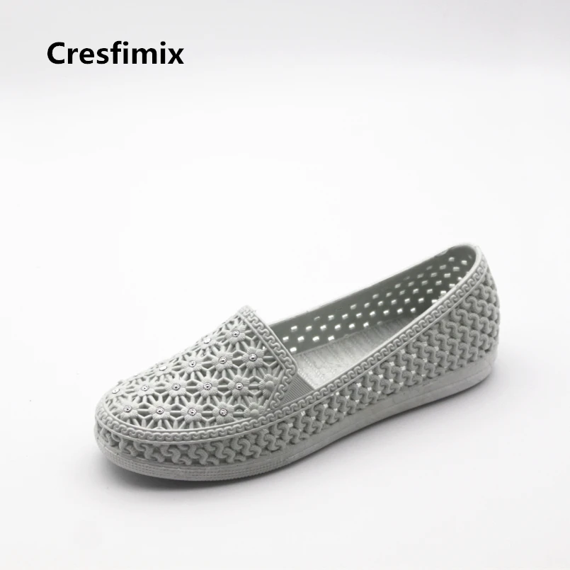 

Cresfimix women fashion jelly breathable flat shoes lady cute spring & summer flat loafers female cool comfortable shoes b848