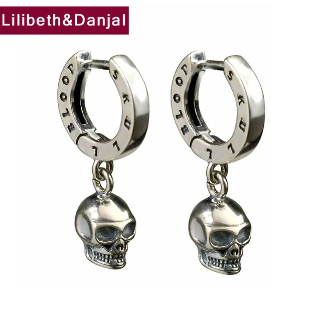 2017 Women Men Drop Earring 925 Sterling Silver Vintage Punk Skull 2017 Women Men Drop Earring 925 Sterling Silver Vintage Punk Skull Dangle Male Female Christmas