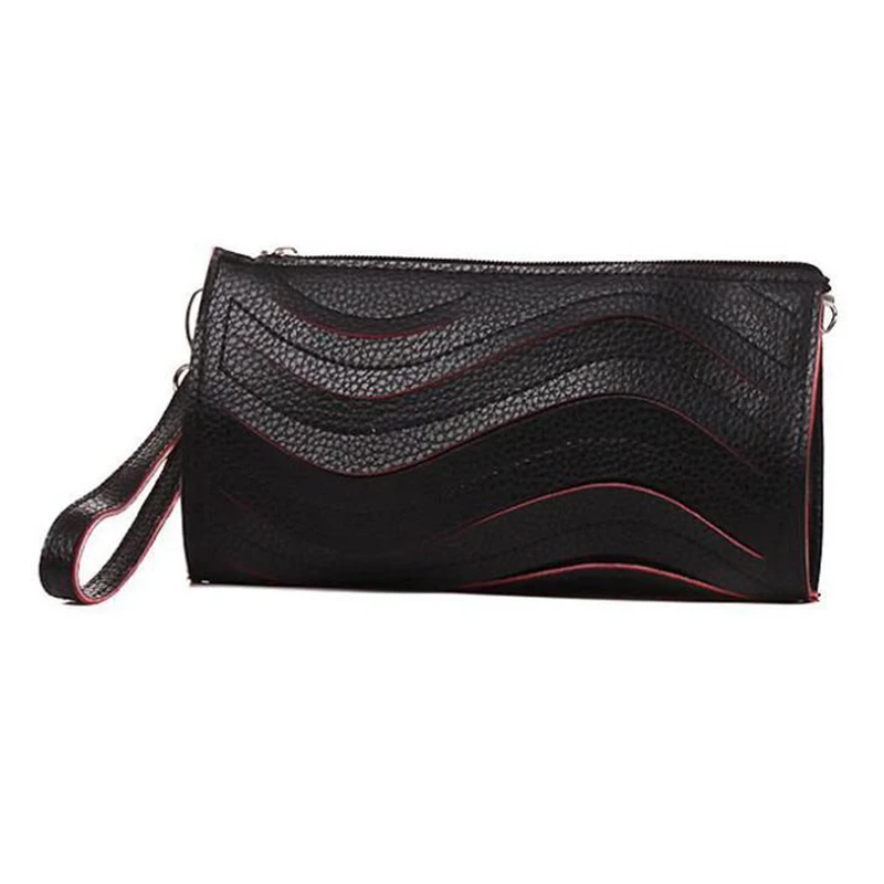 

Fashion PU Leather Handbag Wave pattern Clutch Purse Wallet Evening Bag card holder coin tote mulheres saco couro bolsa ombro