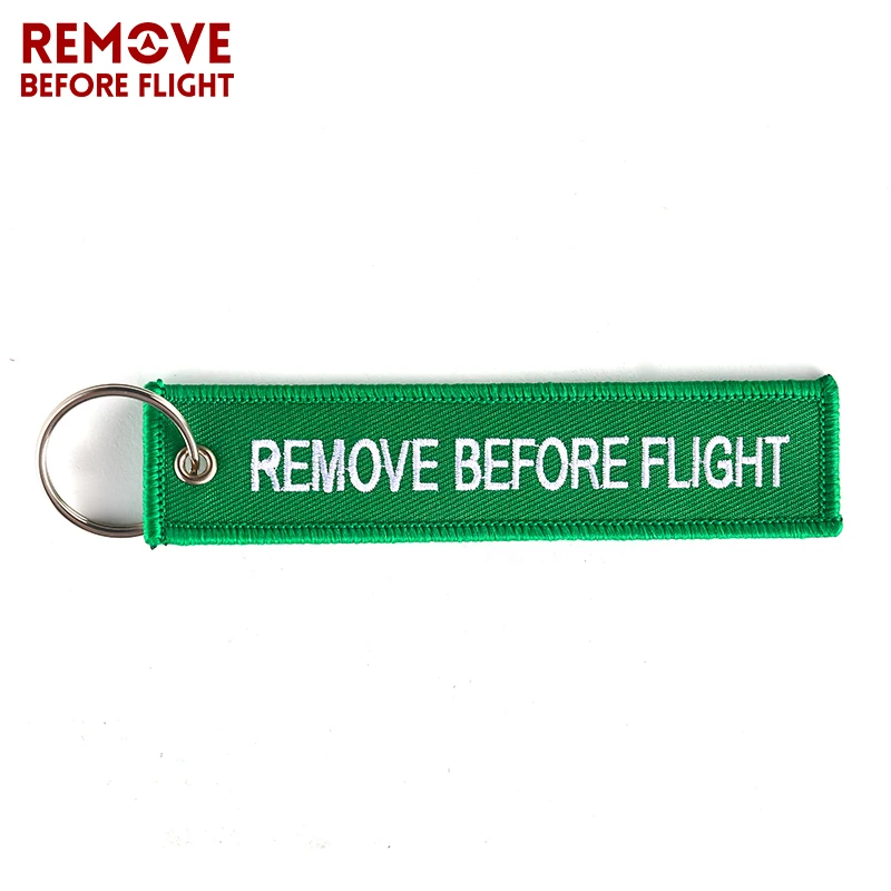 Remove Before Flight Red Embroidery Key Chains Special Luggage Tag Label Key Ring Chain for Aviation Gifts OEM Key Chain Jewelr1