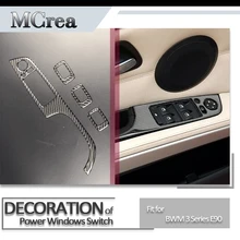 MCrea стайлинга автомобилей 3D наклейки для BMW E90 для BMW 3 серии E90 двери стеклоподъемник Кнопка подлокотник рама из углеродного волокна аксессуары