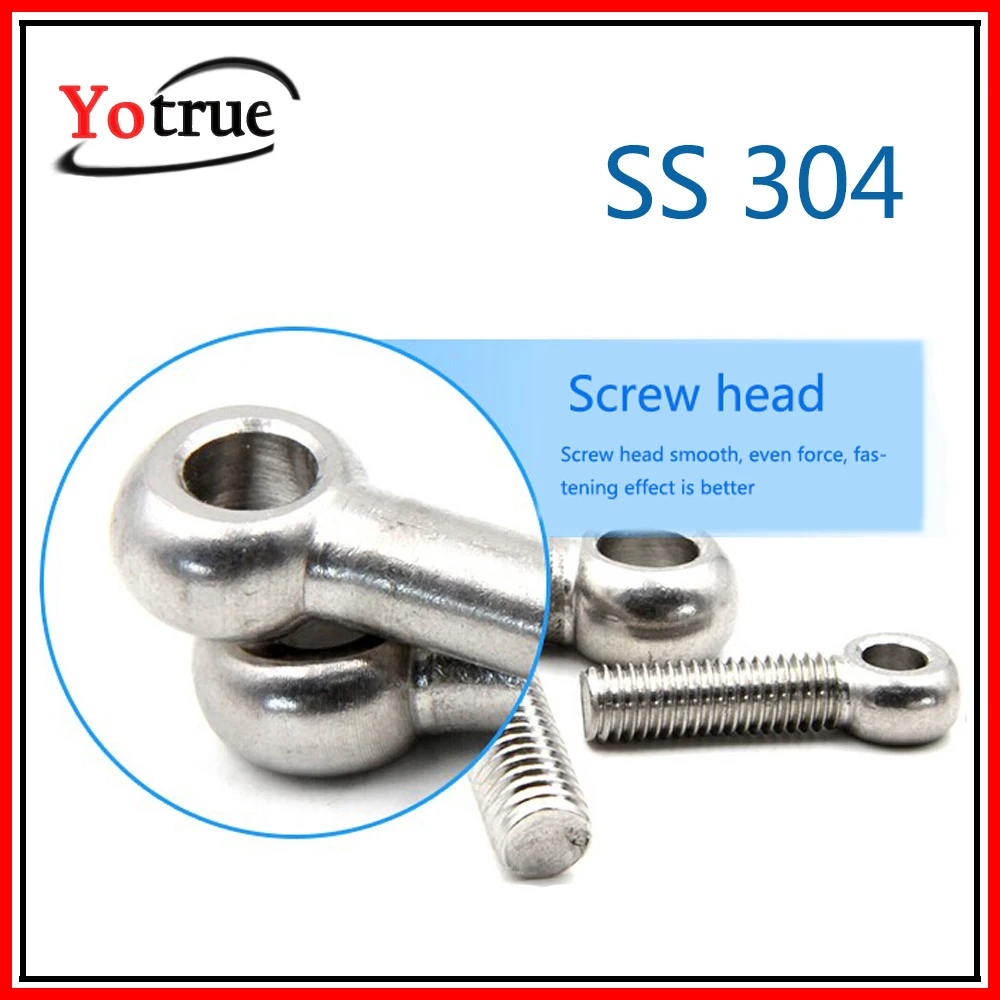 10-20pcs/lot DIN444 Stainless steel eye bolt M5/M6/M8/M10*25/30/35/40/45/50-150 swing bolts screws Movable Joint bolt Ring screw