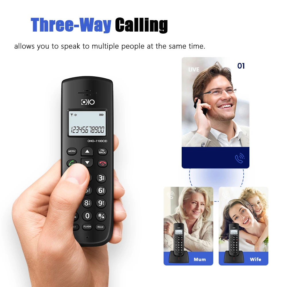 16 languages Digital Cordless Fixed Telephone With Call ID Handsfree Alarm Mute LED Screen Wireless Fixed Phone For Home Hotel