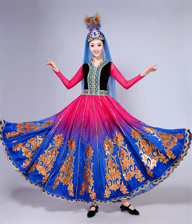 

Xinjiang Uygur dance costume female adult new ethnic minority style skirt dress performance clothing