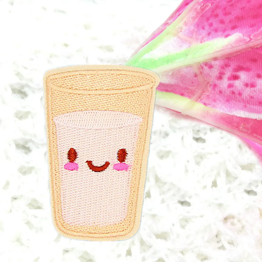 Cute Milk Cup Patches For Kids Clothing Iron on Embroidered Sewing
