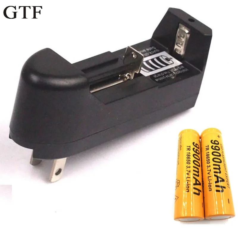 

GTF 18650 Battery rechargeable battery 3.7V 9900mAh li-ion battery for flashlight 18650 rechargeable battery + EU US Charger