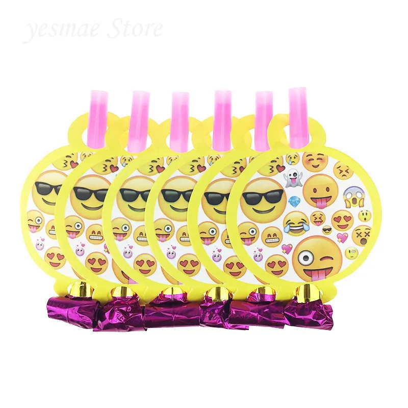 6Pcs Colorful emoji party cartoon Funny Whistles Children Birthday