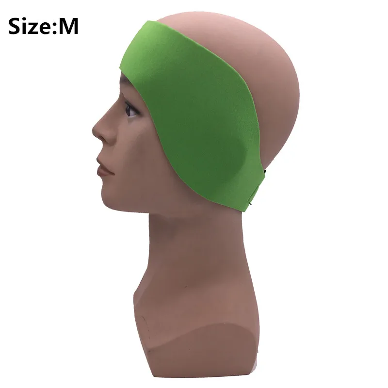 Прямая Детский Взрослый купальный головной убор для плавания защита ушей Гидрокостюм из неопрена головная повязка - Цвет: Green M
