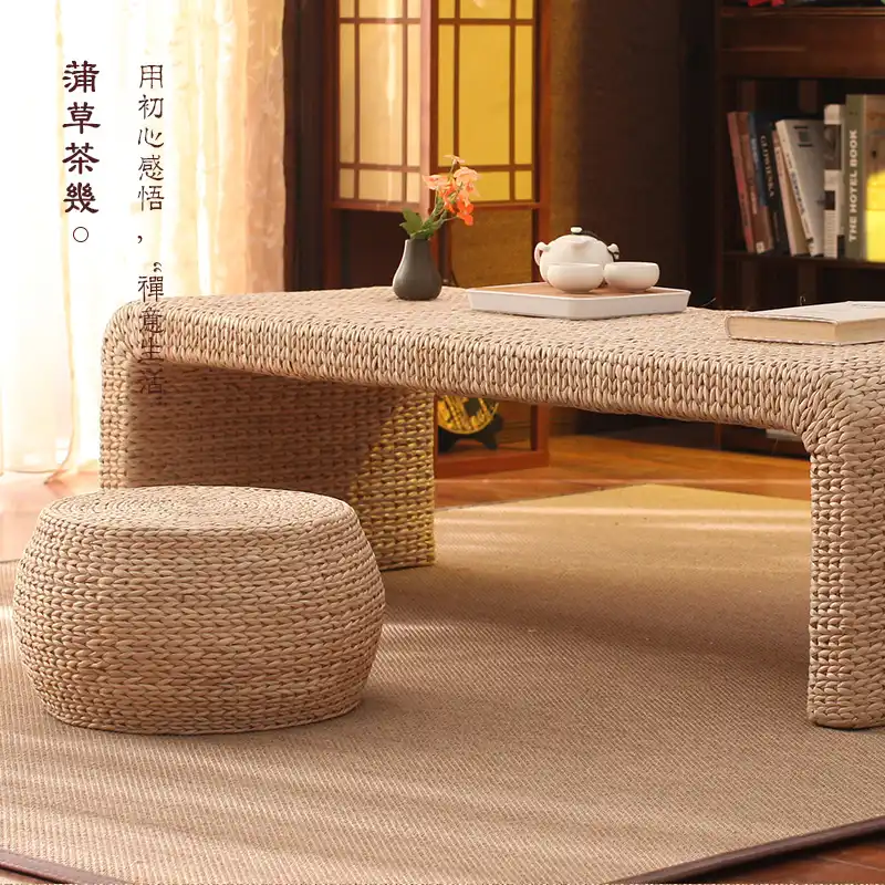Simple Small Bench Straw Rattan The Round For Shoes Bench Cushion