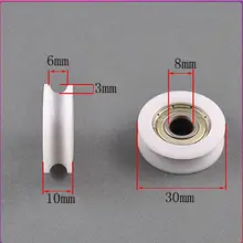 Fixmee 2pc 8*30*10mm U rainure en Nylon Flexible roulement à billes rouleau de roue pour meubles