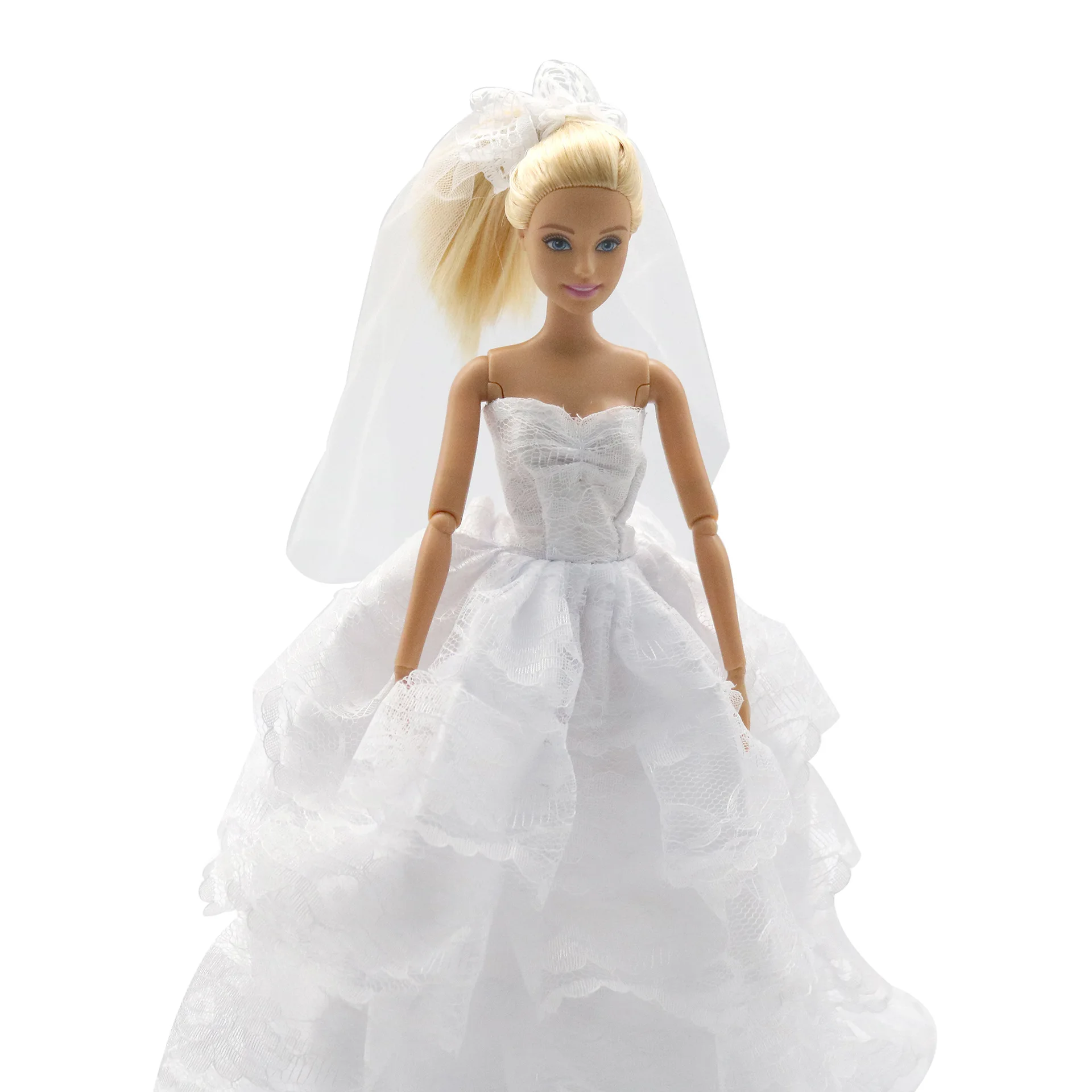 Свадебное платье для куклы Барби; праздничная одежда принцессы; длинное платье; комплект одежды для куклы Барби