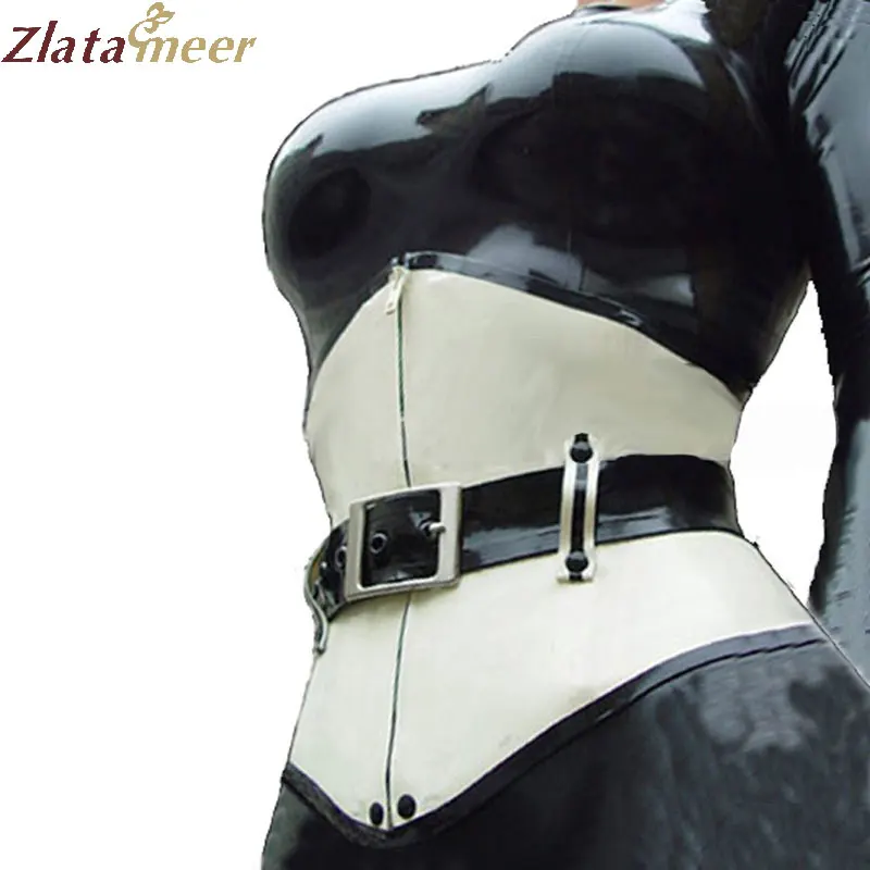 Latex Corset For Women White Rubber Body Shaper With Belt Rubber Underbust Waist Cincher Bustier Customize Service LCC007 Latex Corset For Women White Rubber Body Shaper With Belt Rubber Underbust Waist Cincher Bustier Customize Service LCC007