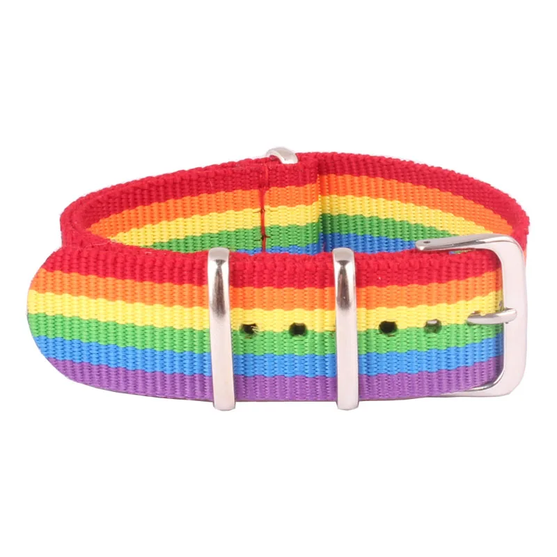 

New 20 mm Cambo Colour Rainbow Nato Woven Fiber watchband 20mm Nylon Watch Bracelet Strap Wristwatch Band Buckle Canvas fabric
