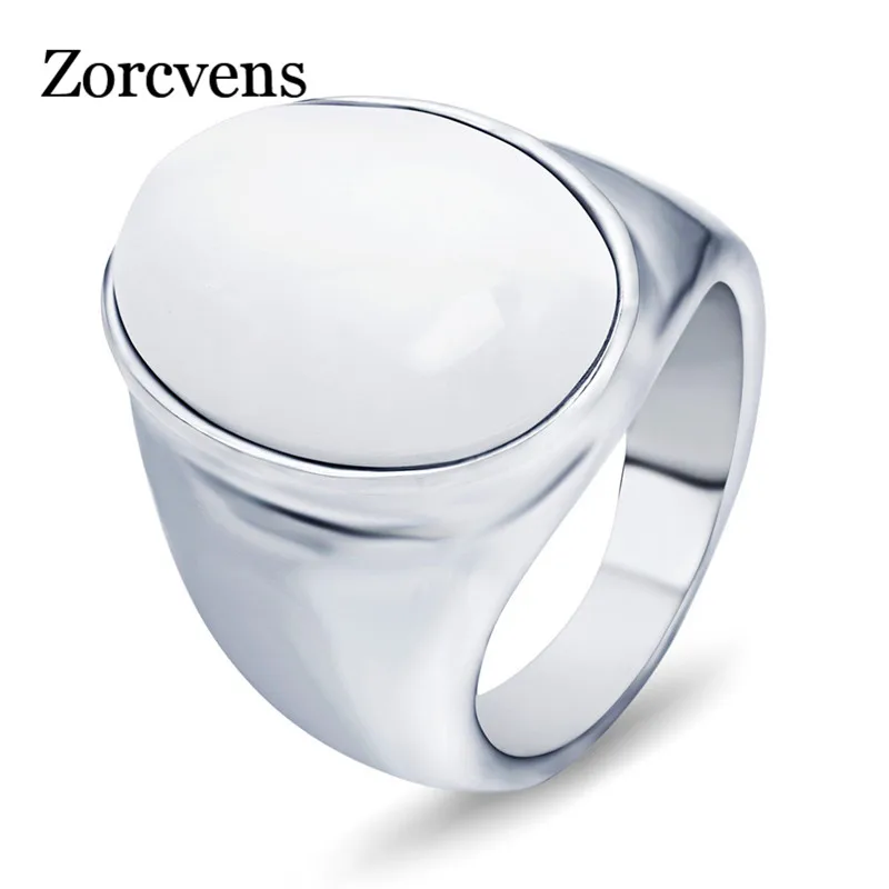 Мужские кольца из нержавеющей стали ZORCVENS, белые/красные/коричневые кольца с опаловым покрытием овальной формы, женские Украшения из камня|opal ring|ring forrings for men | АлиЭкспресс