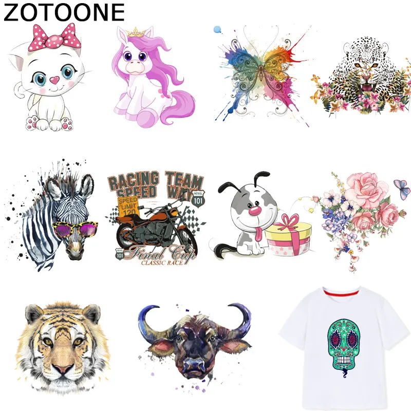 ZOTOONE Единорог цветок наклейки животное патч железо на передачи для одежды