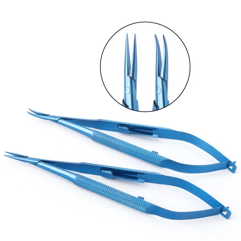 

BEST 2PCS Titanium curved/straight Needle Holder 120mm with lock ophthalmic instruments