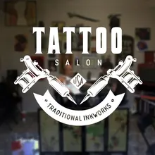 Custom Tattoo Studio Sign Logo Decal Tattoo Salon Sticker Sign Store Business Shop Wall Window Door Murals DIY F870