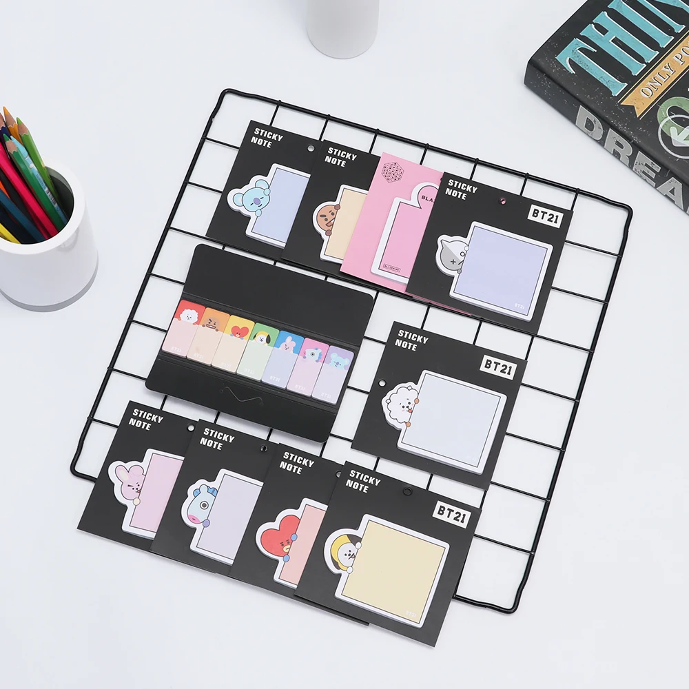 

10 Style Cartoon Memo Sticker Kpop BT21 Blackpink Cute Sticky Notes Supplies Diary Label Paper Sticker Stationery