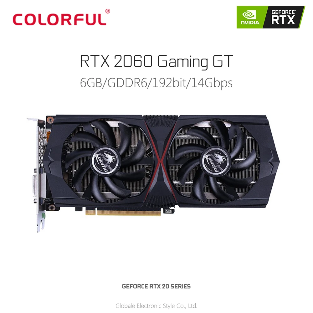 

Original Colorful GeForce RTX 2060 Gaming GT 6GB Video Graphics Card 1365MHz GDDR6 192bit 12nm HDMI DVI DP