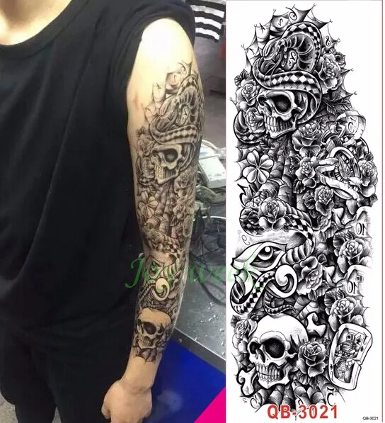 Водонепроницаемый временная татуировка наклейка полный рукав большой размер робот татуировки на руке флэш-тату краска для тела поддельные татуировки для мужчин и женщин 19
