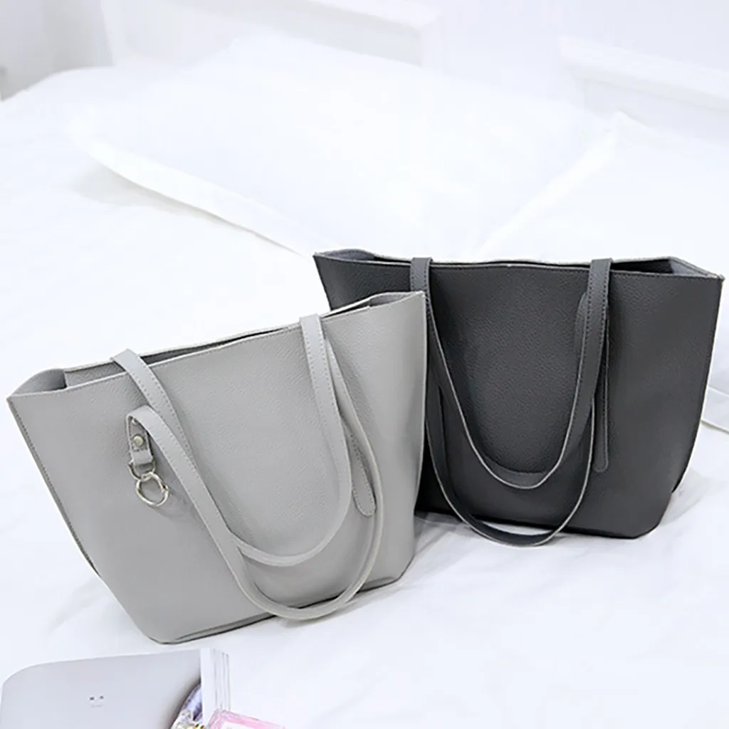 4Pcs Folding Women Big Size Handbag Tote Ladies Casual Pattern Leather Shoulder Bag+Crossbody Bag+Handbag+Wallet#3