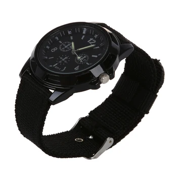 

Men Gents Sports Black canvas Band Big Dial Quartz Wrist Watch