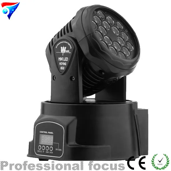 

Free shipping 18*3W Mini Led Moving Head Wash Light ,Power 50W Low Noise RGB Led Moving Head,90V-240V DMX Led Moving Head Wash