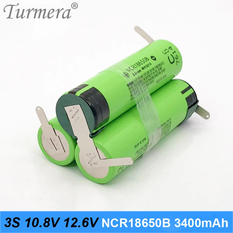 3s battery 18650 pack ncr18650b 3400mah 10.8v 12.6v welding solder battery for screwdriver tools battery customized battery