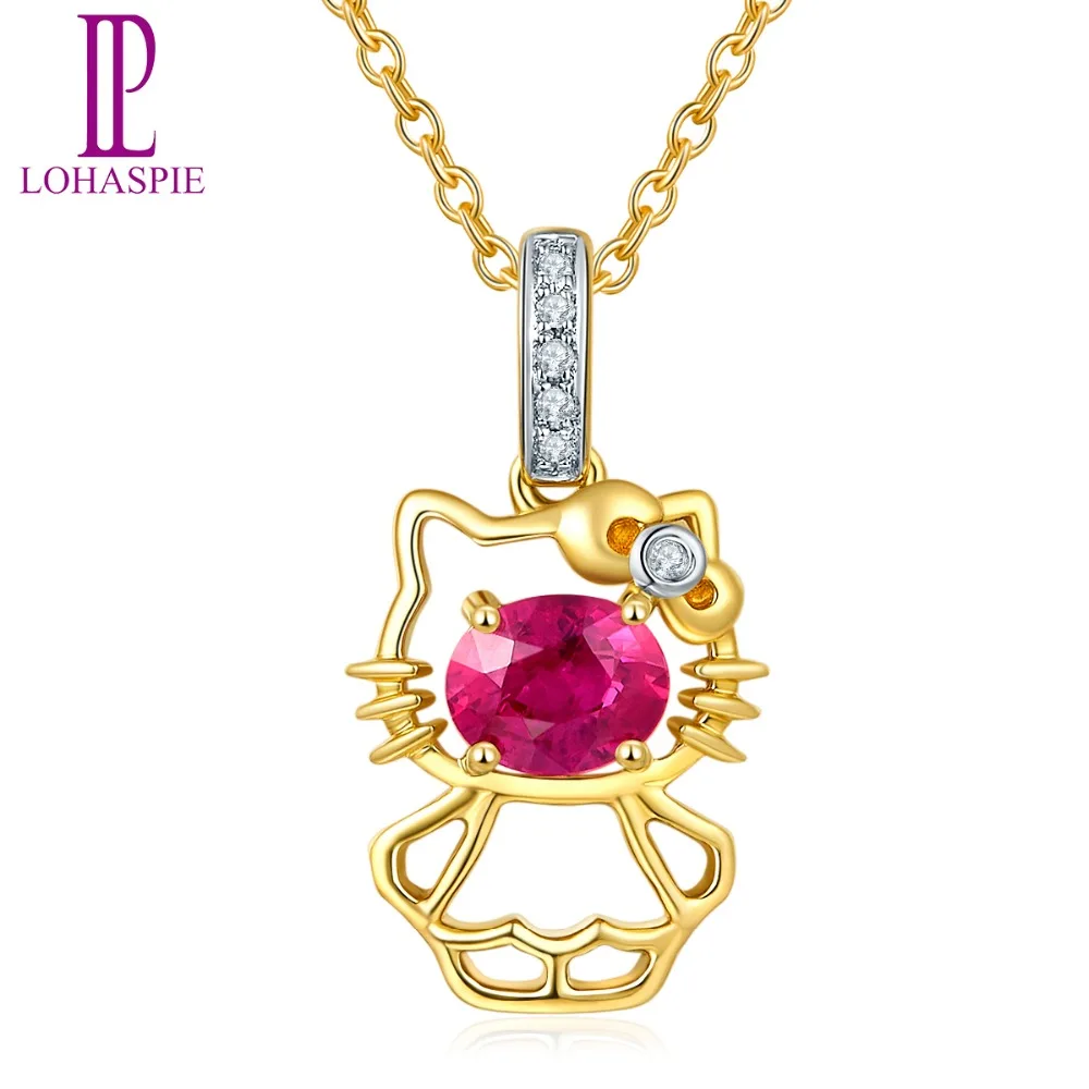 

Lohaspie Diamond-Jewelry Solid 18K 750 Yellow Gold 0.53ct Natural Gemstone Ruby Pendant Fine Stone Jewelry For Birthday Gift New