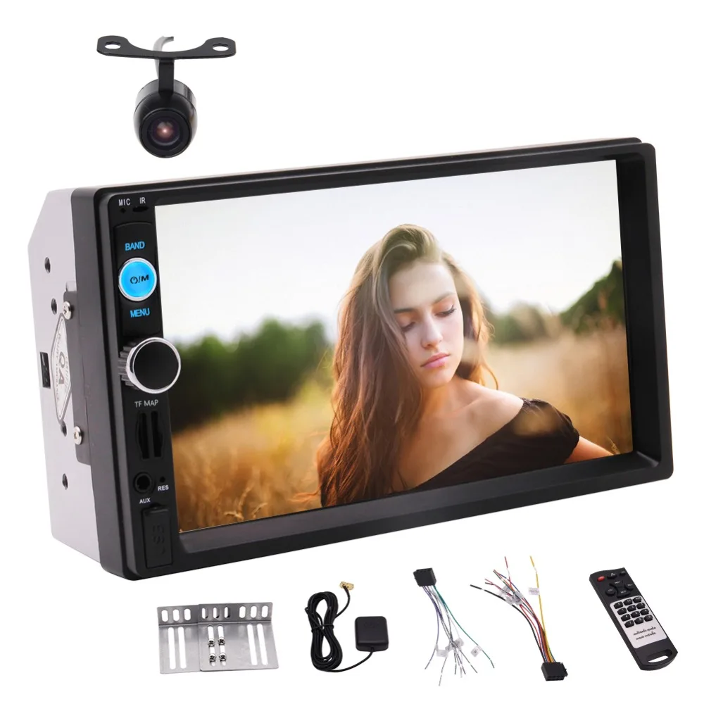 

Double Din Car Stereo, 7-Inch Touch Screen Car Radio MP3/MP5/FM Player Support Bluetooth/USB/TF with Remote Control, Support GPS